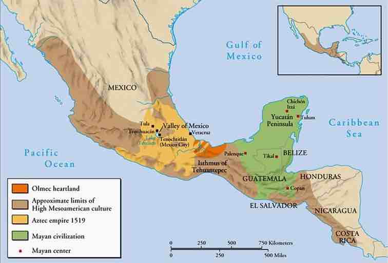 maya olmec map